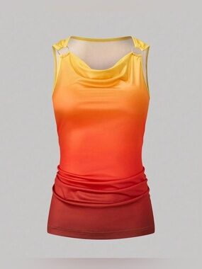 Flamingals Women's Summer Neck Pleated Casual Tank Top S FG27-12